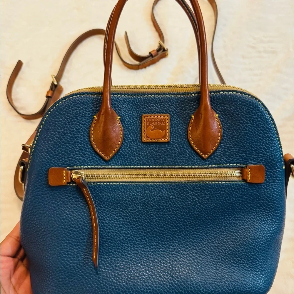 Dooney & Bourke Teal and Tan Satchel
